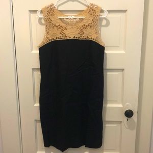 Loft 100% linen vintage lace black dress 6